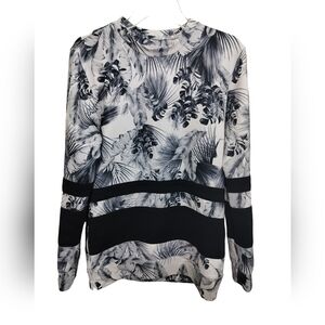 (M74) On The Byas Color Block Tropical Print Zip Sides Pullover Sweatshirt Sz S